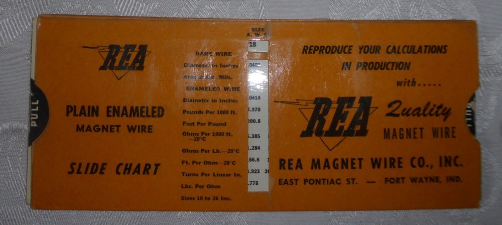 Vintage REA Magnet Wire Co Data Slide Card