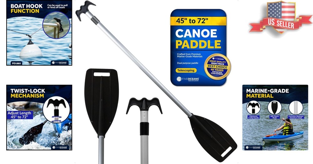 Marine-Grade Telescoping Canoe Paddle - 3.75 Ft to 6 Ft, Lightweight & Versatile