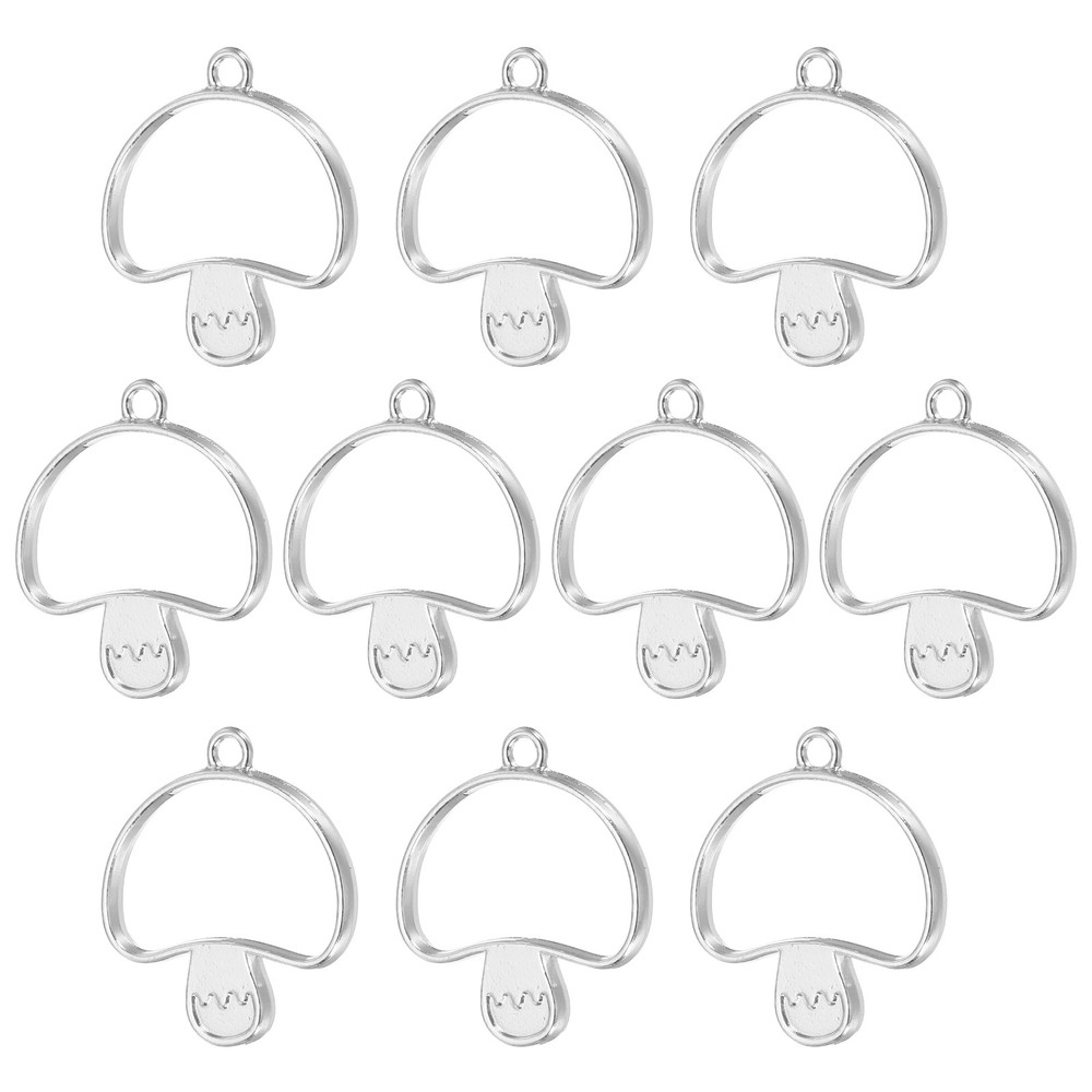 Open Alloy Rear Beast Pendants, 10pcs Cable Size, Silver Tone