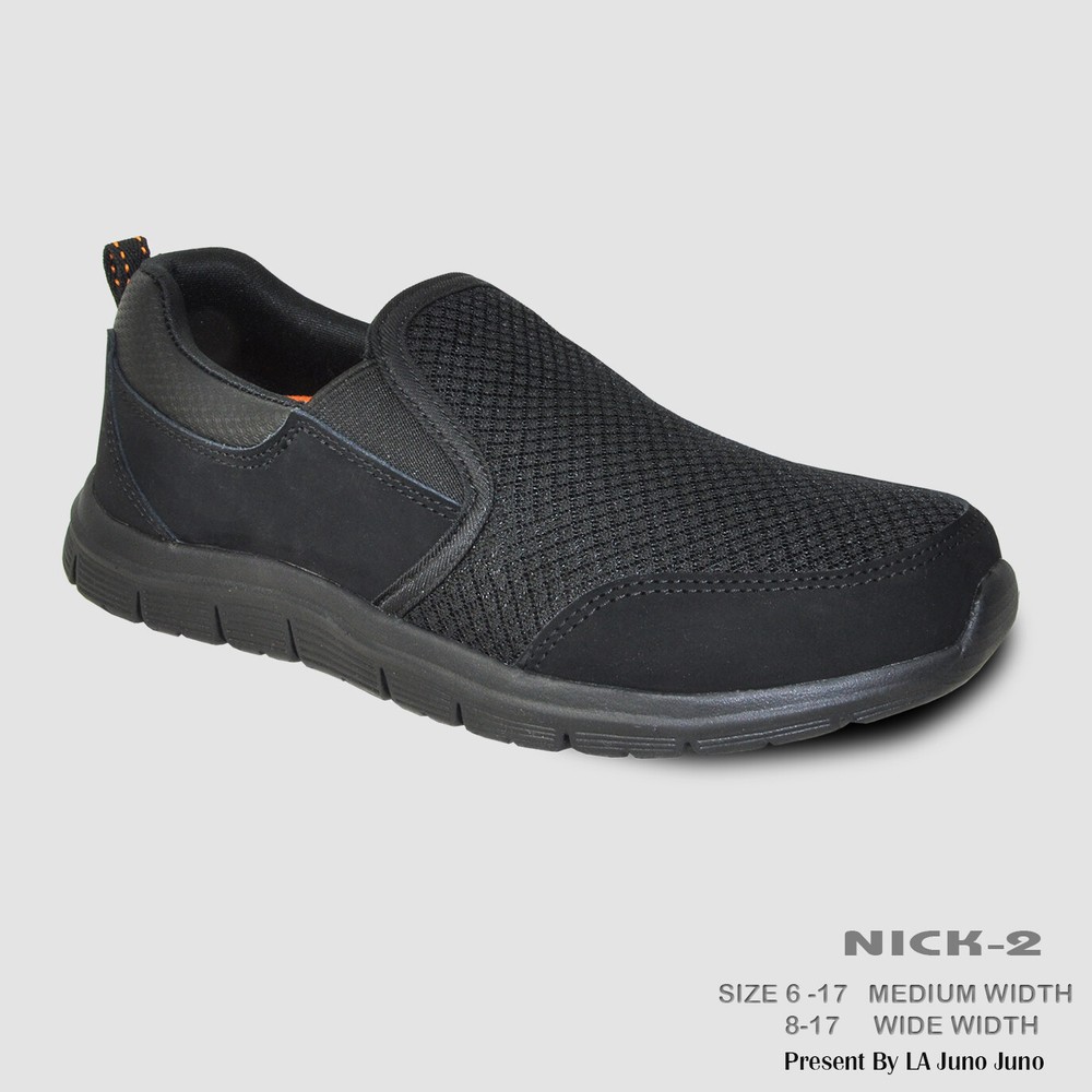 VANGELO Men Slip Resistant Shoe NICK-2 Black  - Wide Width Available