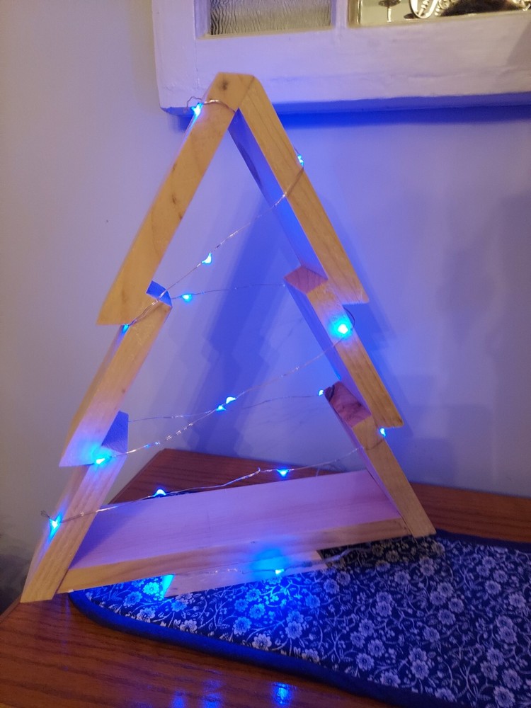 Handcrafted Wooden Christmas Tree With Lights