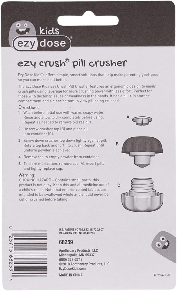 Crush Pill Vitamins Tablets Crusher Grinder with Storage Compartment Blue