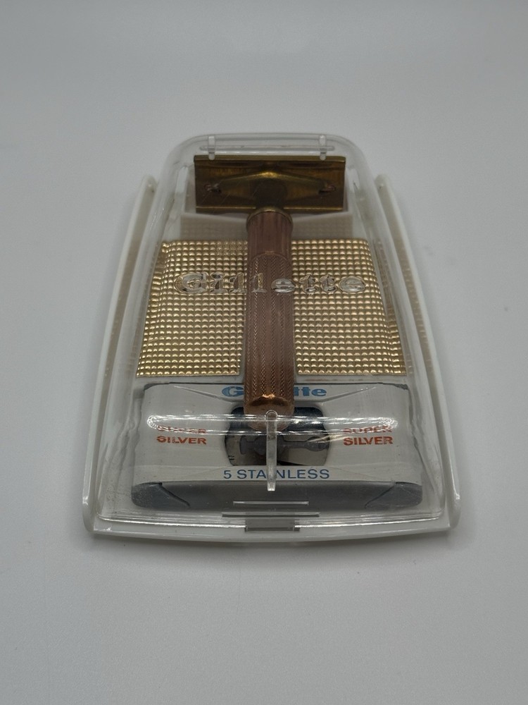 Vintage Gillette DE Two Tone Razor In Original Case, No Date Code