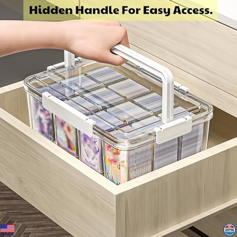 12-Compartment Craft Organizer - Clear Plastic Storage Box with Lids & Handle