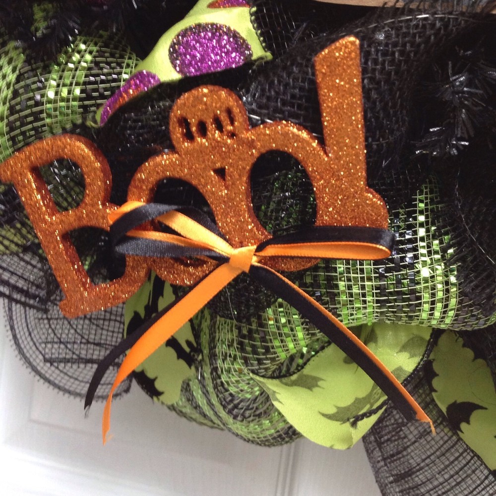 Smiling Frankenstein Halloween Deco Mesh Wreath