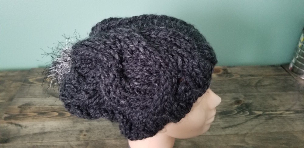 Handknit Mega Chunky Cable Slouchie Beanie