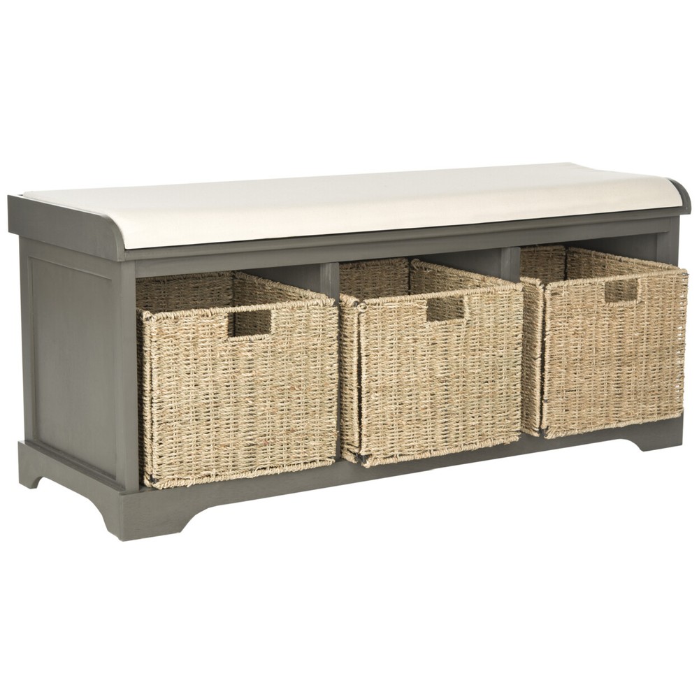 SAFAVIEH Lonan Wicker Storage Bench | Grey |