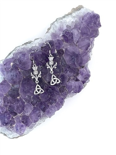 Celtic Trinity & Scottish Thistle Stainless Steel  Earrings