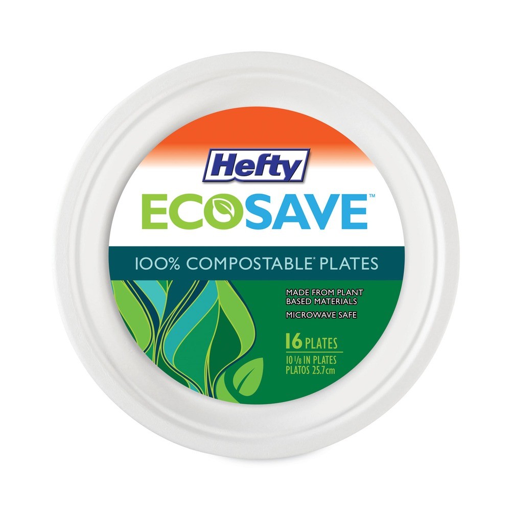 Hefty D77300 6.75" dia Plate Sugarcane Tableware - White (12/CT) New