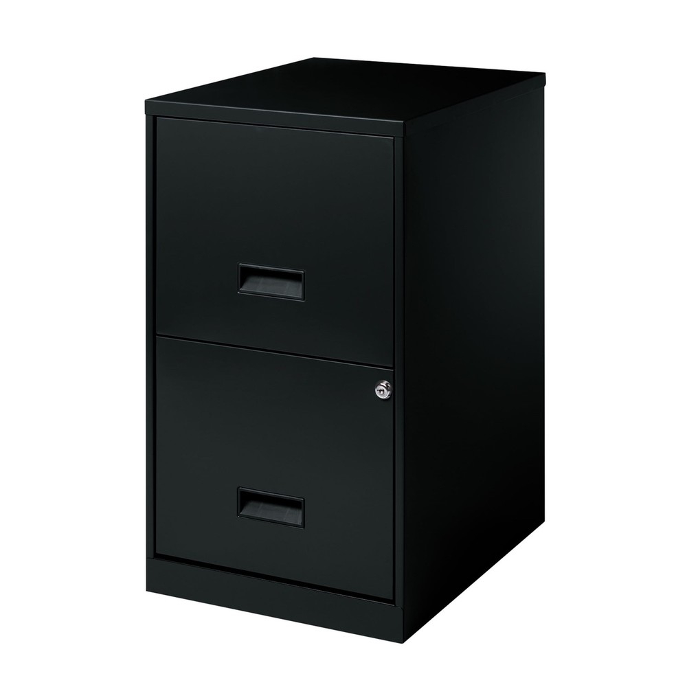 18" Deep 2 Drawer Letter Width Vertical File Cabinet, Black