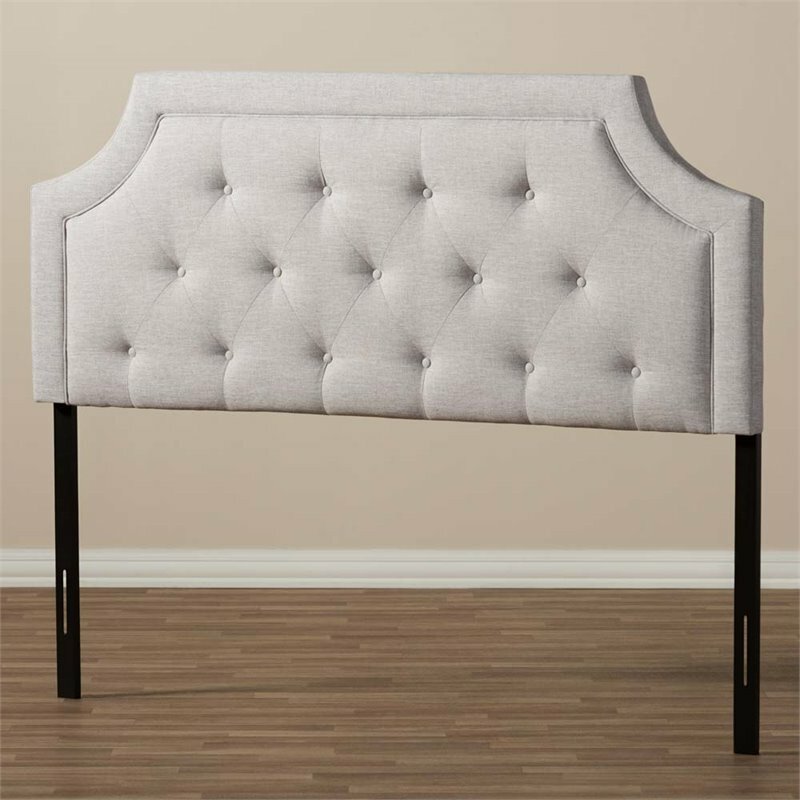 Baxton Studio Mars Fabric Tufted Full Headboard in Grayish Beige