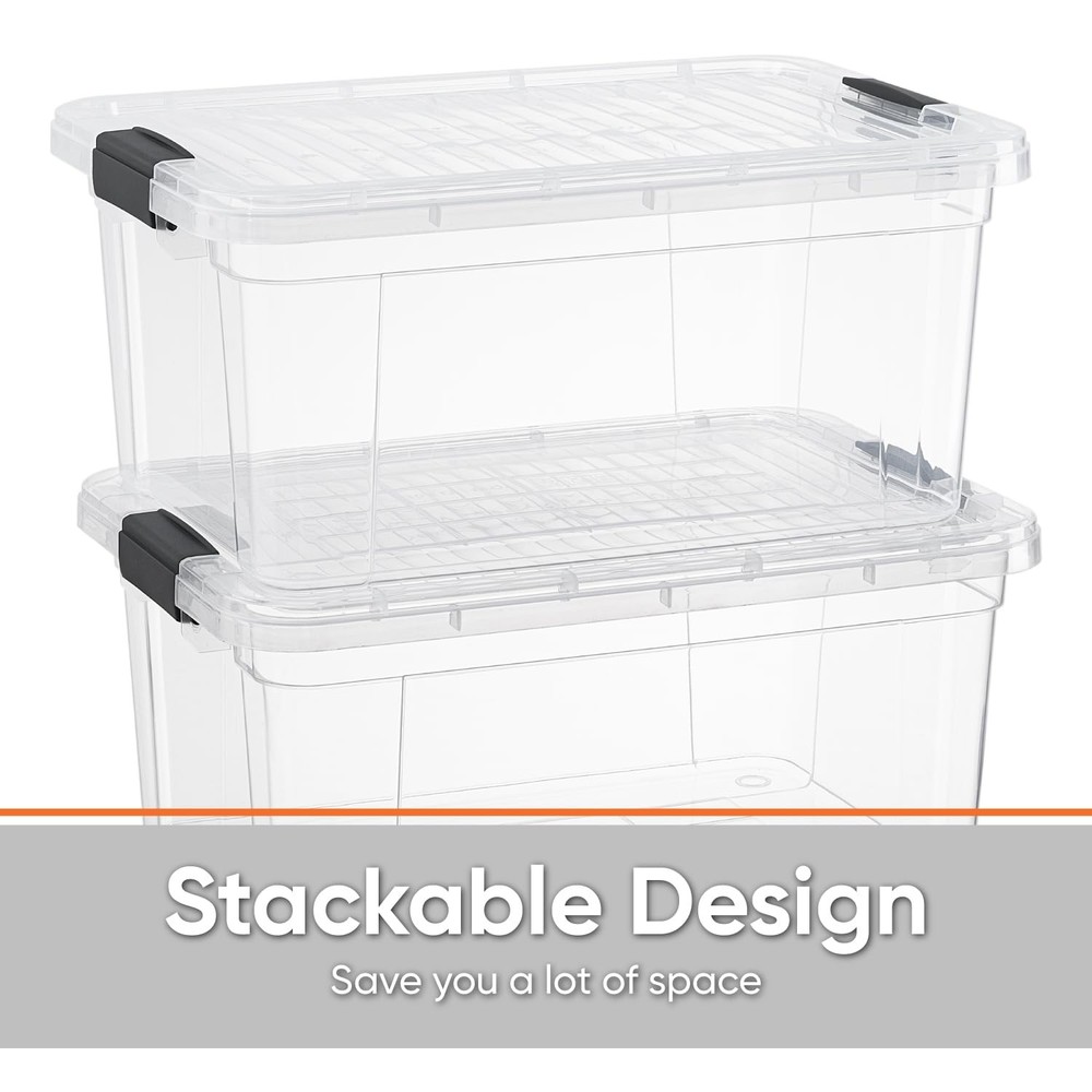 Superio Upgraded 2 Quart Clear Storage Bin Stackable Lightweight Container