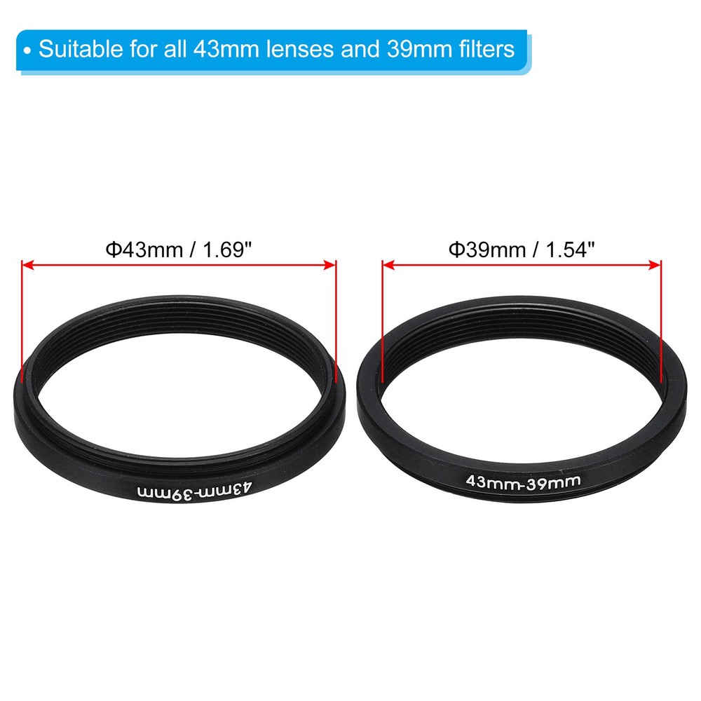 43mm-39mm Step Down Ring Camera Lens Filter Adapter Ring Filter with Cloth