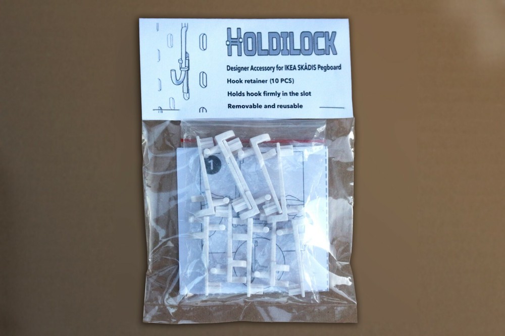 IKEA SKADIS Pegboard Hook Lock Retainer Accessory "Holdilock" (10 pieces)
