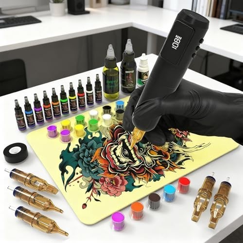 Wireless Tattoo Gun Kit with LED Display and Complete Accessories Set