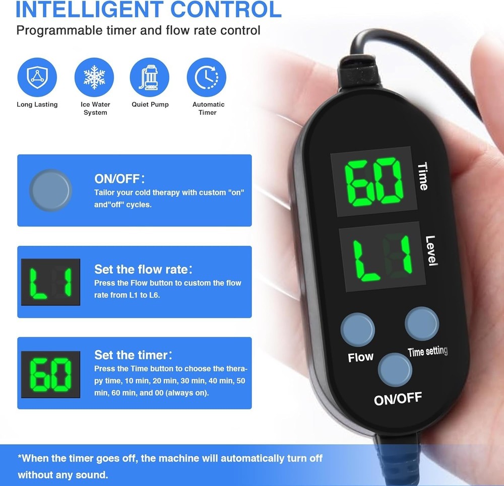 Portable Knee Ice Therapy Machine Deep Blue with Timer Quiet Pump