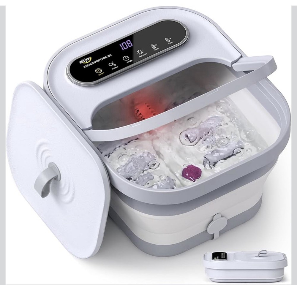 Alljoy Collapsible Foot Bath Spa Touch Screen Bubble Massage Red Light Heating