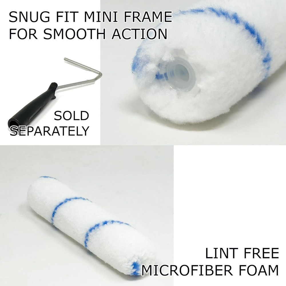 Mini Paint Roller 6" Mini 3/8" Nap Shedless Microfiber Roller Cover for
