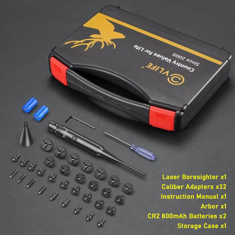 Professional Laser Bore Sight Kit For Multiple Caliber Upgraded Red Bore Sighter