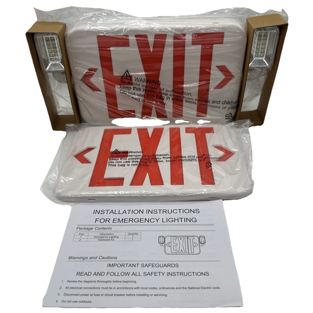 Sitisfi Emergency Exit Compact LED Exit Light Combo White Red Double Face