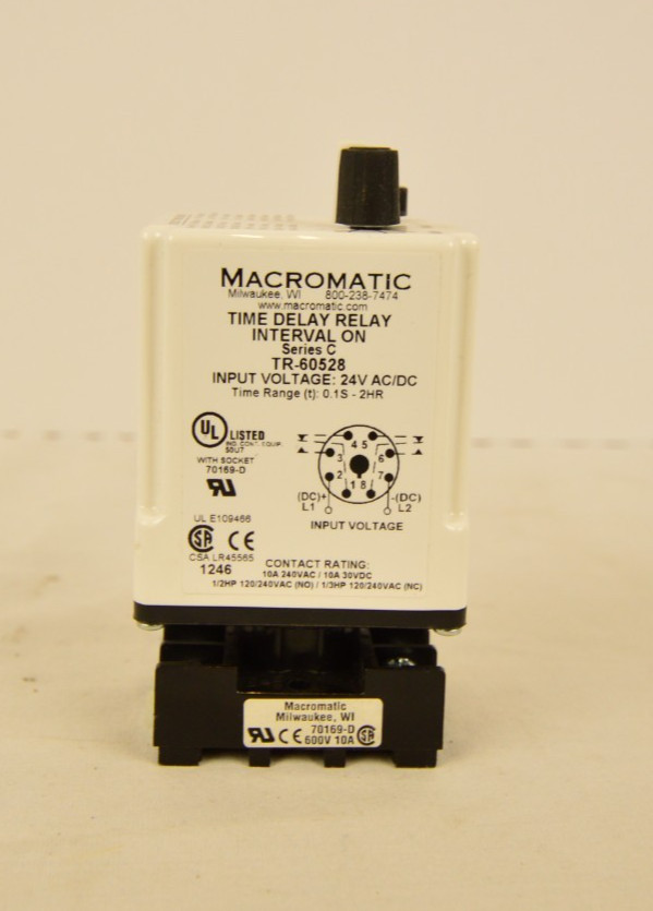 Macromatic Programmable Time Delay Relay Series C TR-60528 with Socket New