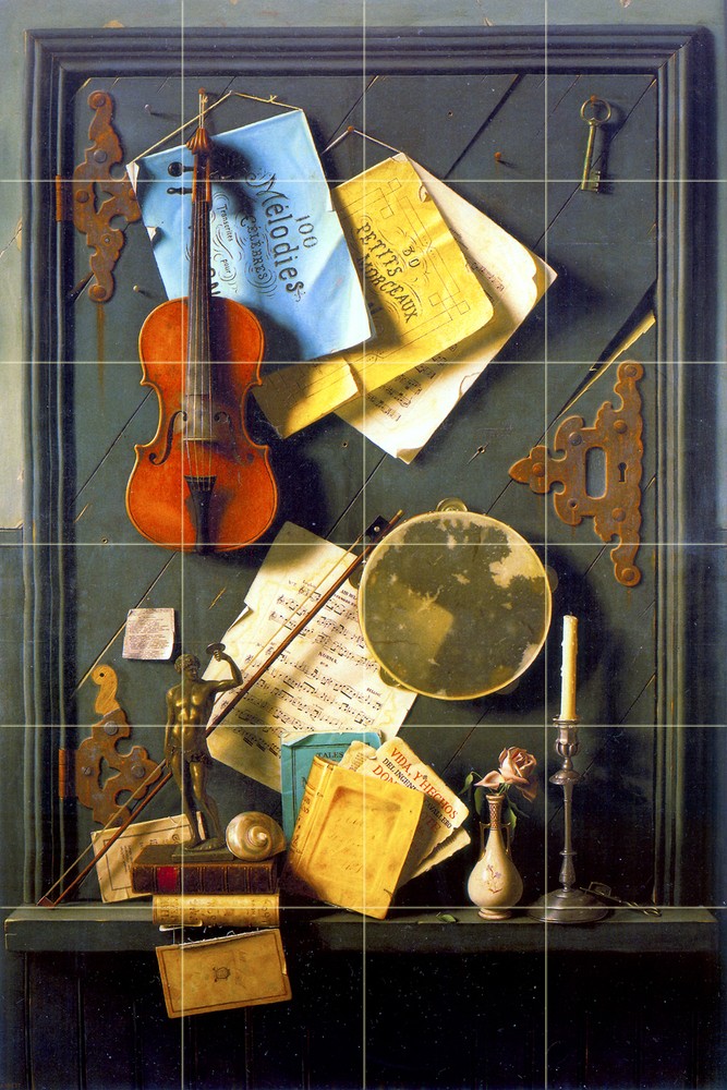 Art Old Books Candle Mural Ceramic Backsplash Tile #858