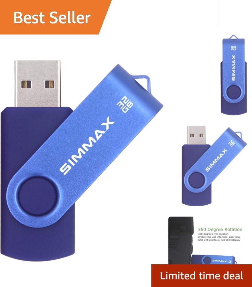 Versatile 32GB USB 2.0 Flash Drive with 9 Mb/s Write Speed & LED Light - Blue