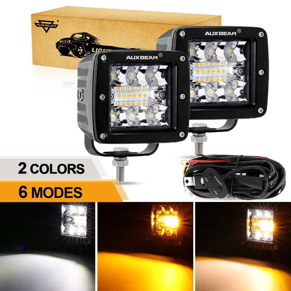 AUXBEAM 3inch LED Cube Pods Work Light Bar Spot Beam Driving Fog Offroad ATV UTV