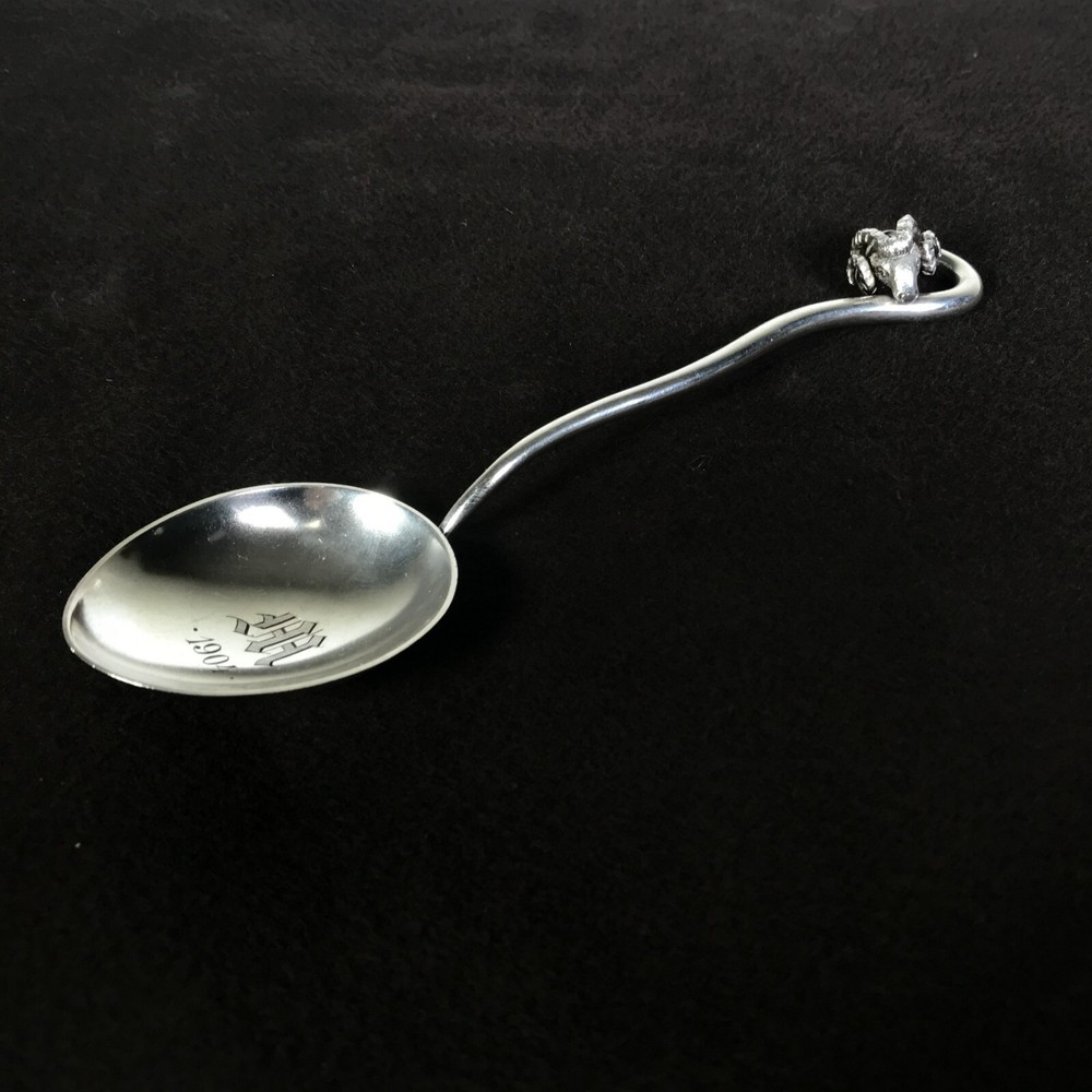 Figural Continental 800 Silver Spoon Ram