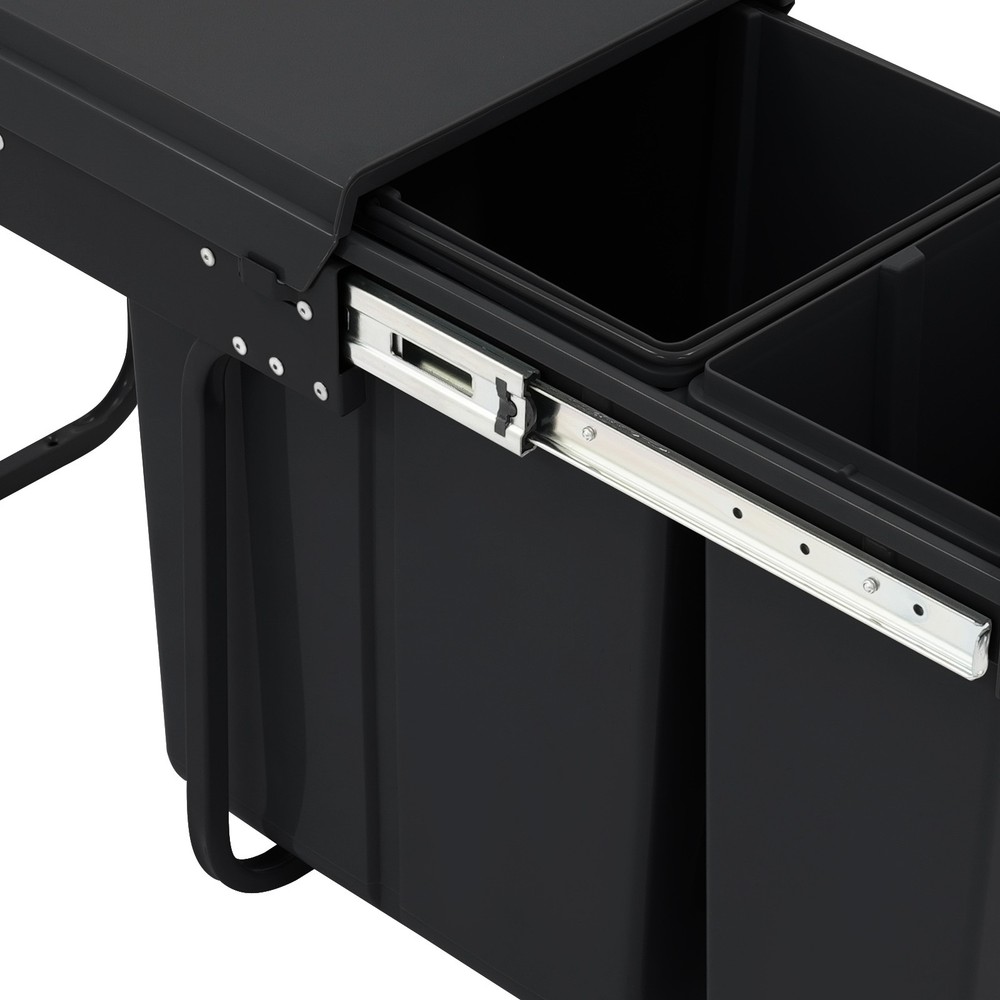 Pull Out Under Cabinet Double Trash Can 10L + 20L Garbage Can Kitchen Waste Bin