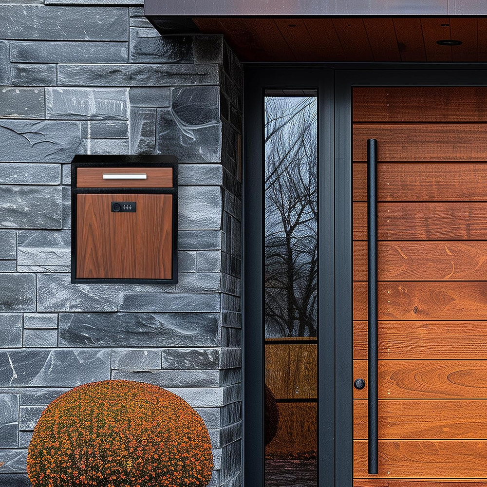 Vintage Wall-Mount Mailbox with Lock - Secure, Large Capacity Design