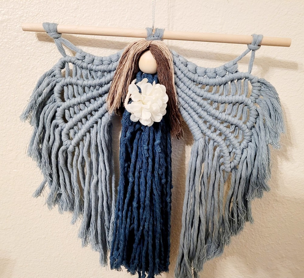 Macrame Handmade Wall Hanging Decor Crocheted Angel Doll Made From Cotton Thread