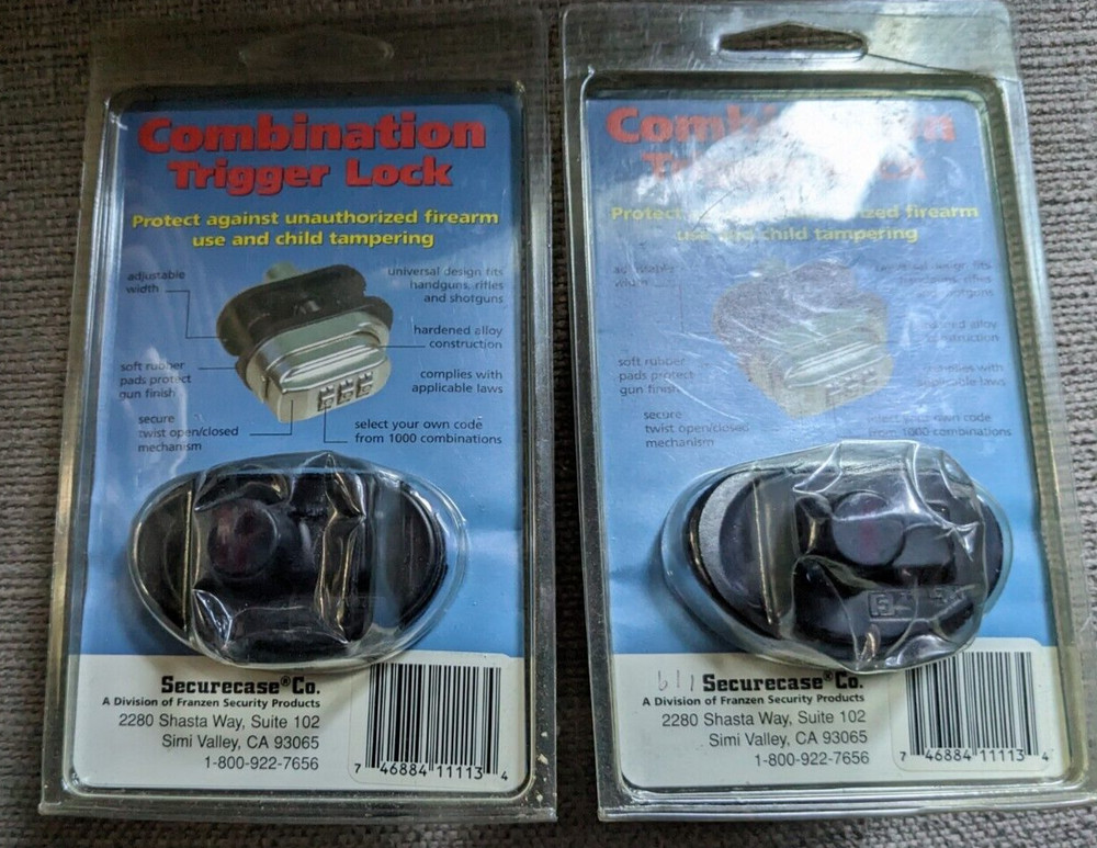 (2) NOS SECURECASE Trigger Lock Set Heavy Duty 3 Digit Combination Lock-Handguns