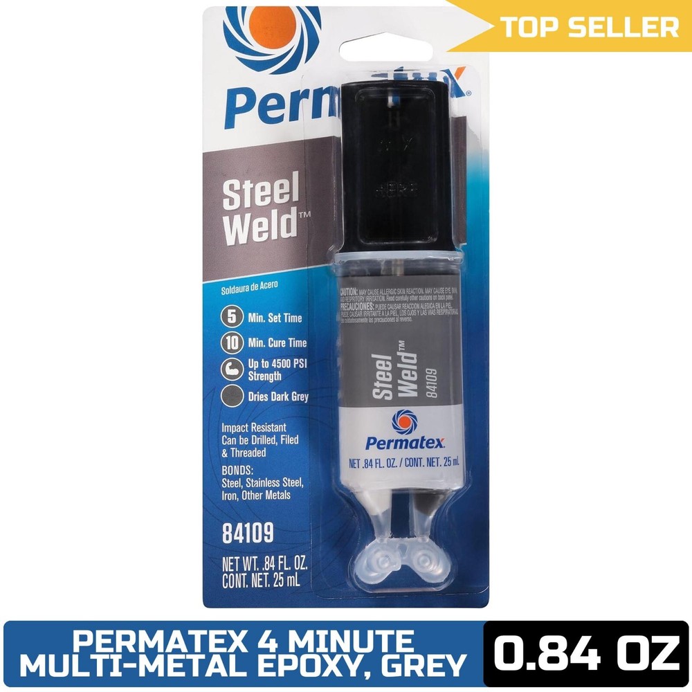 Permatex 84109 PermaPoxy 4 Minute Multi-Metal Epoxy, 0.84 oz. , Grey