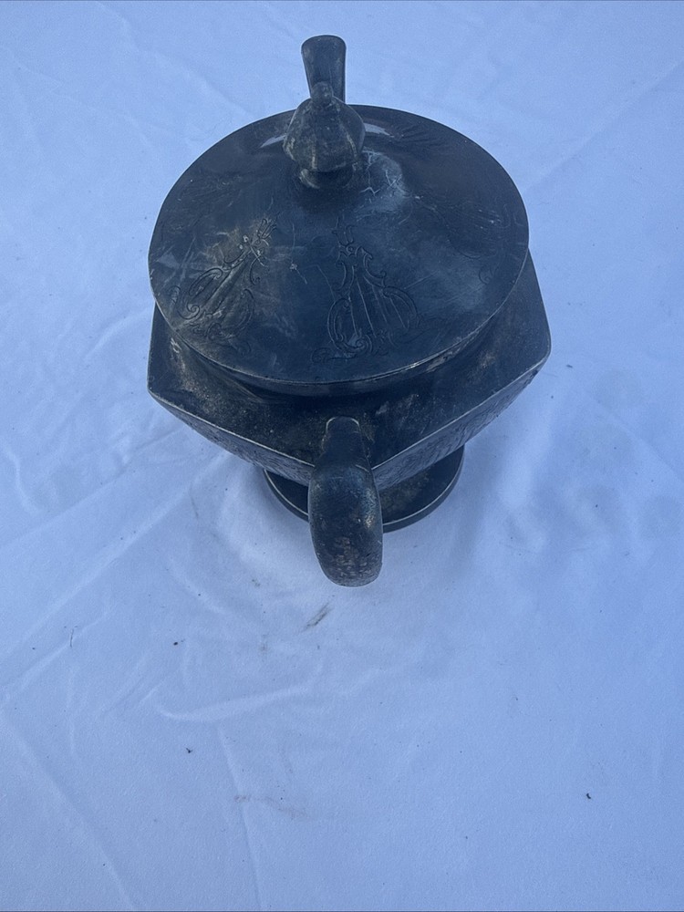 ANTIQUE PLATED SUGAR BOWL
