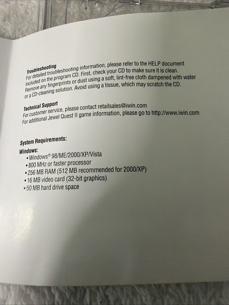 Jewel Quest II PC CD ROM Software iWin Gem Matching Vtg Computer Game