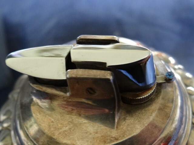 Lighter Art Deco Style '50/'60 Ronson Crown Table In Silver Plate With Box