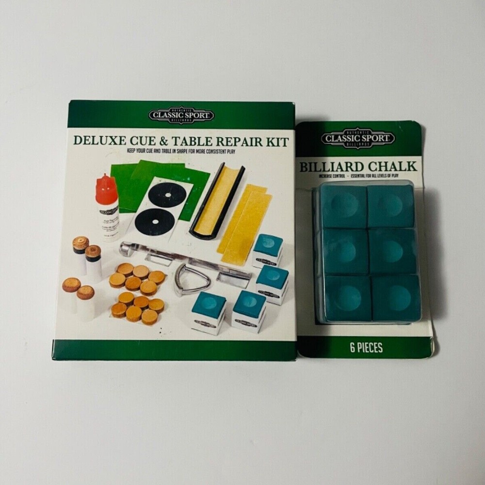 Billiard Deluxe Cue & Table Repair Kit & Chalk Bundle