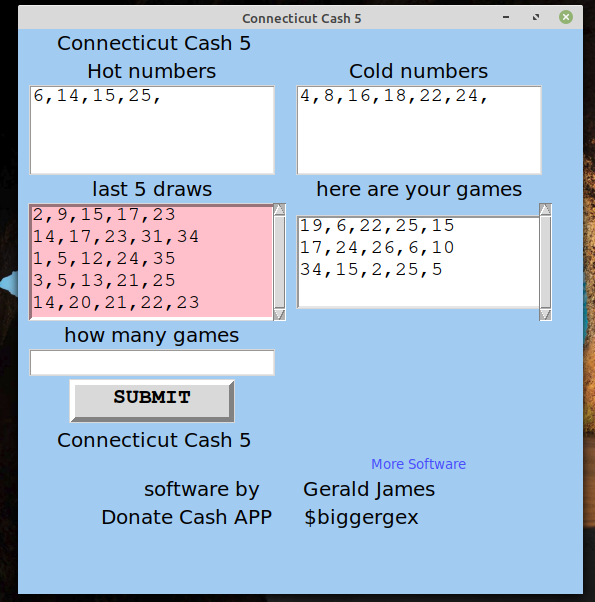 Connecticut Cash 5 Numbers software CD for Windows 7 & 8 & 10
