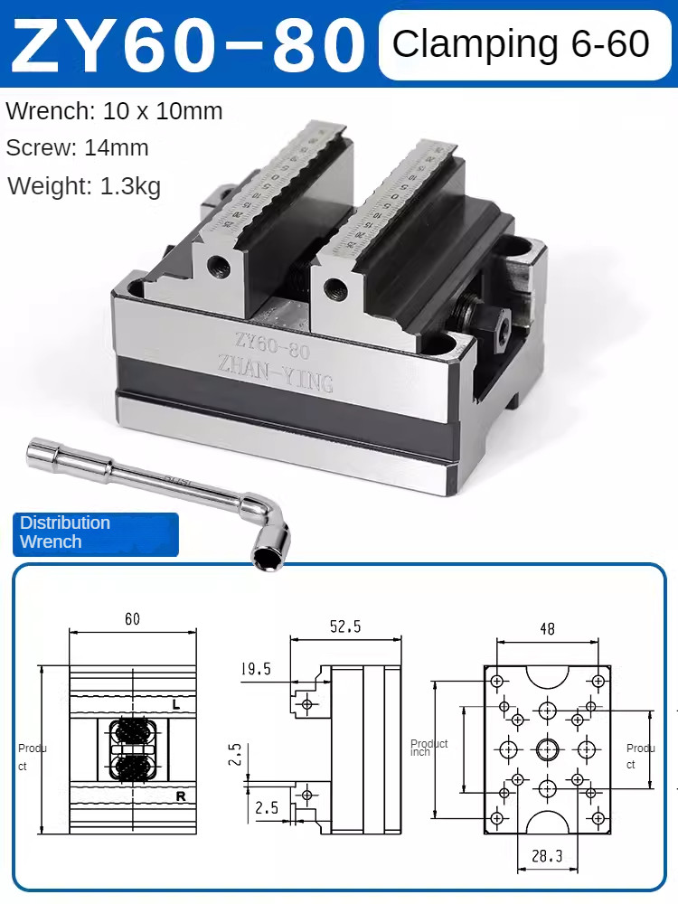 CNC Machining Flat Vise Precision Rotary Table Fixture Self-centering CNC Vise