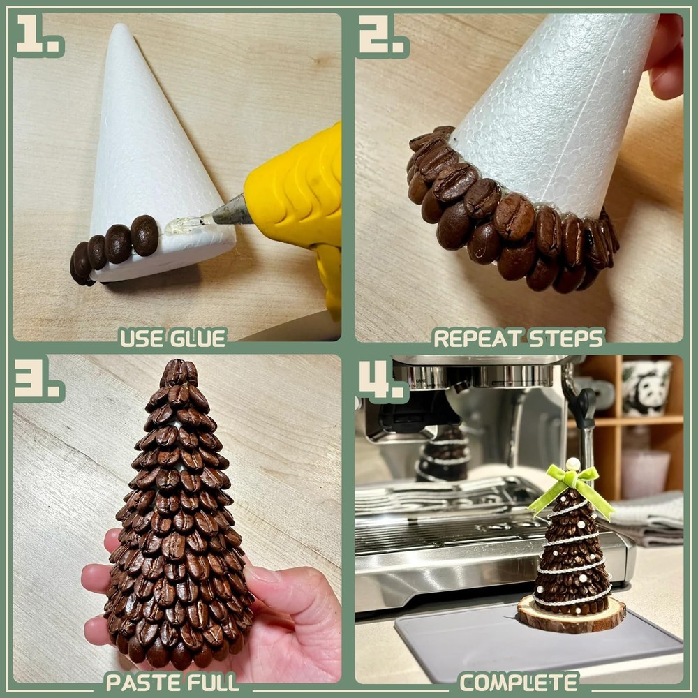 8 Pack 5.6x2.5 Inch Styrofoam Cones for Craft White Polystyrene Tree Shape