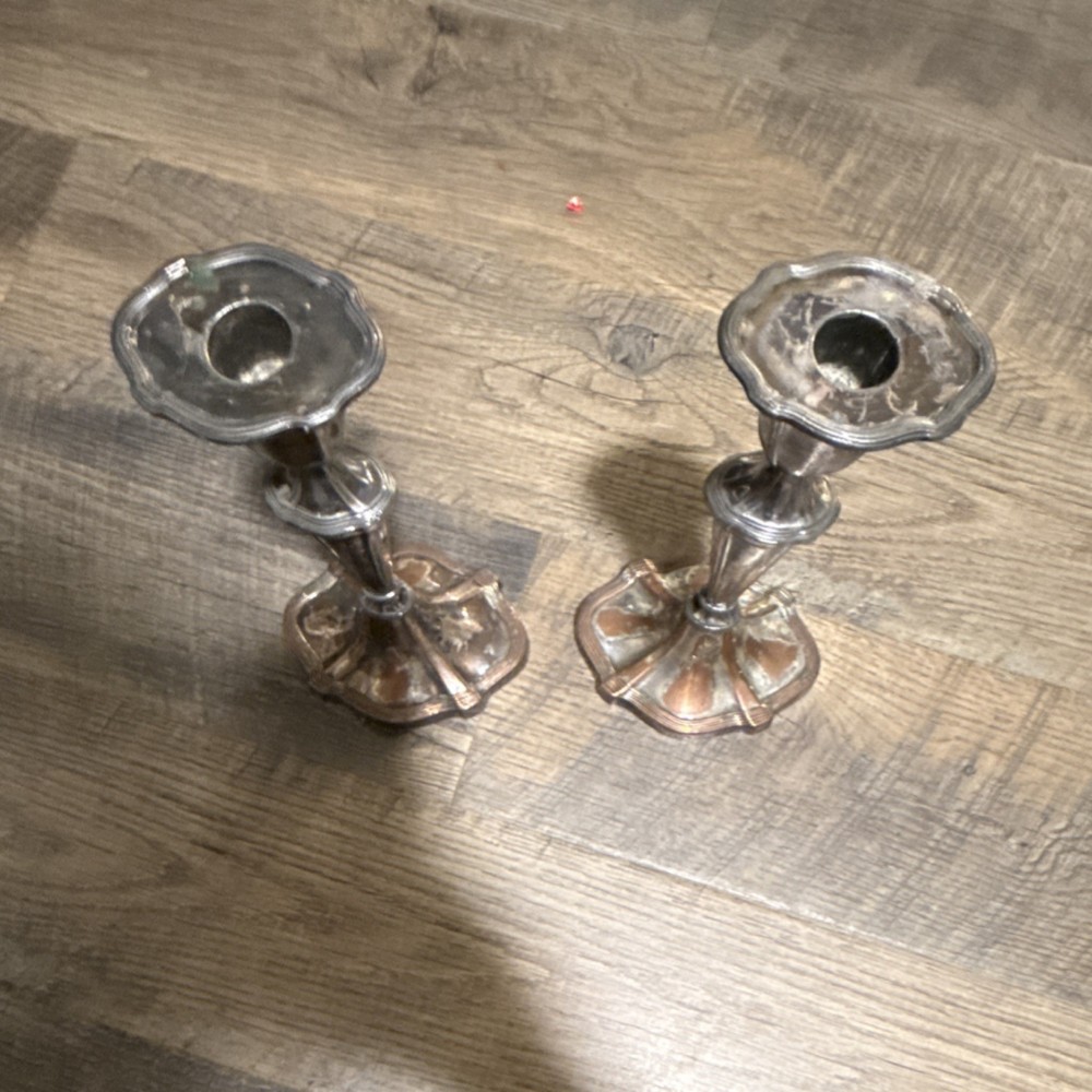Pair of Silverplate Candlesticks Post-1940