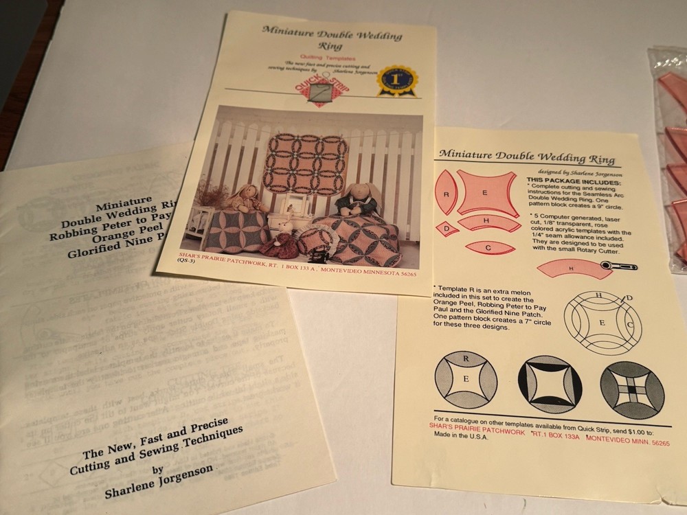 Shar's Prairie Patchwork MINI DOUBLE WEDDING RING Quilting Template instructions