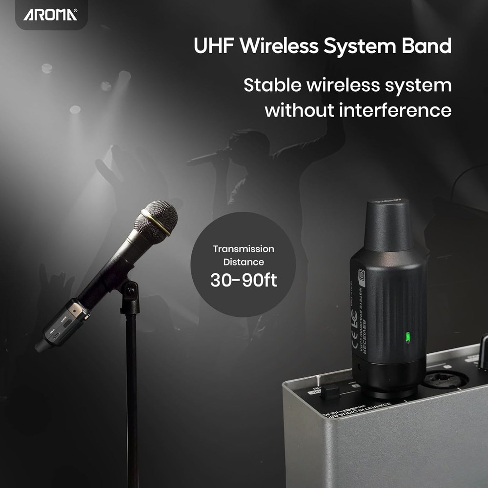 Wireless XLR Transmitter Receiver, UHF Wireless Microphone Audio System for Dyna
