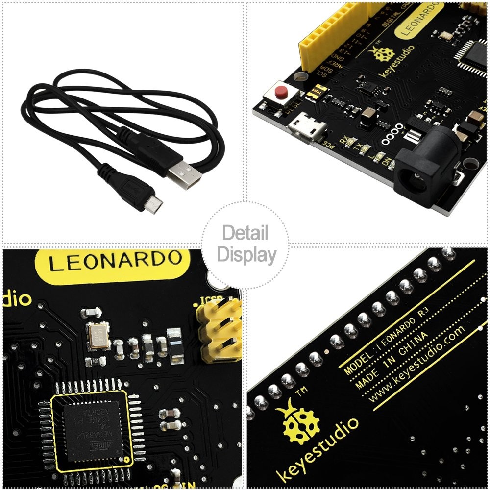 Leonardo R3 Microcontroller Development Board with USB Cable Kit for Arduino ...