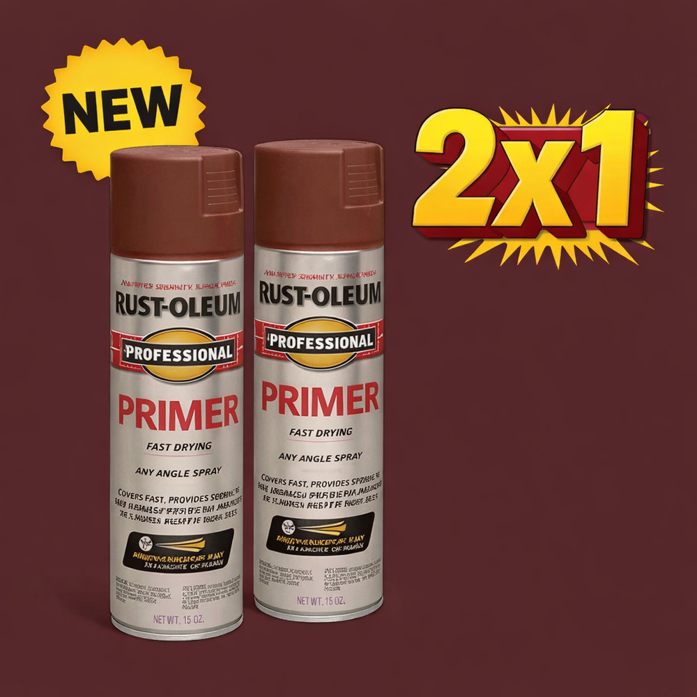 2 Pack Rust-Oleum Fast Drying Any Angle Primer Spray Red 15 oz