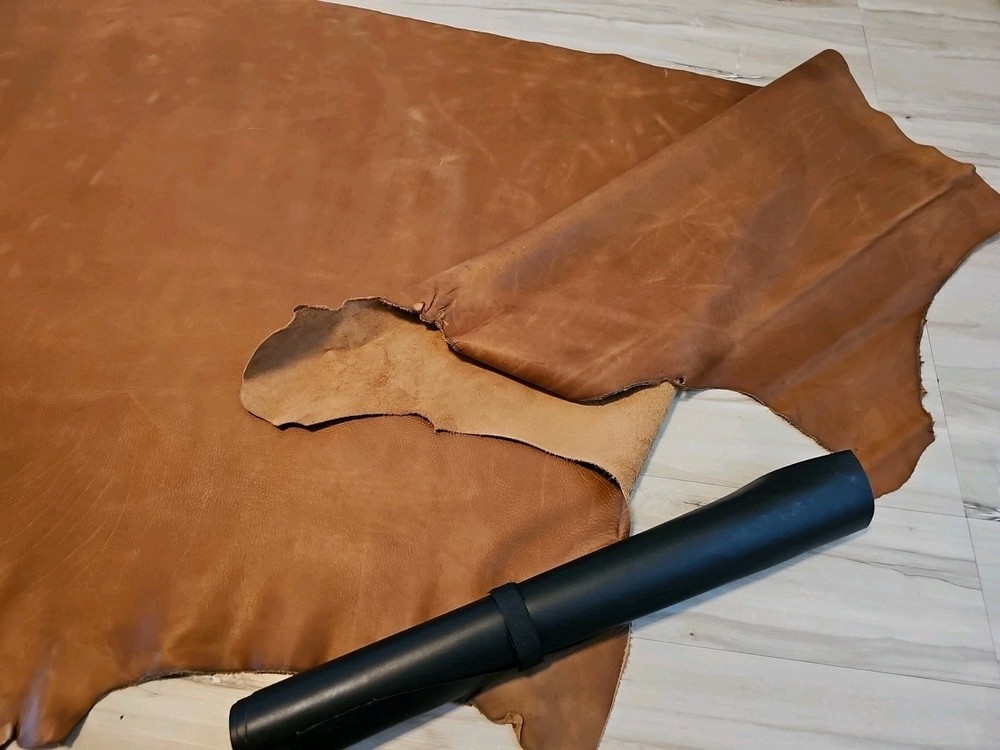4-5oz SADDLE COGNAC BROWN PULL-UP LEATHER FULL GRAIN SQUARE PANEL,SHEET,12x12x24