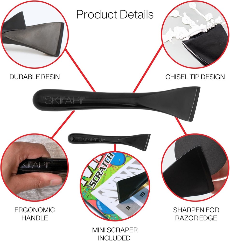 Plastic Scraper Tool, 2 Pack, Non-Scratch, 1.7 Inch Wide Blade, Long Ergonomic H