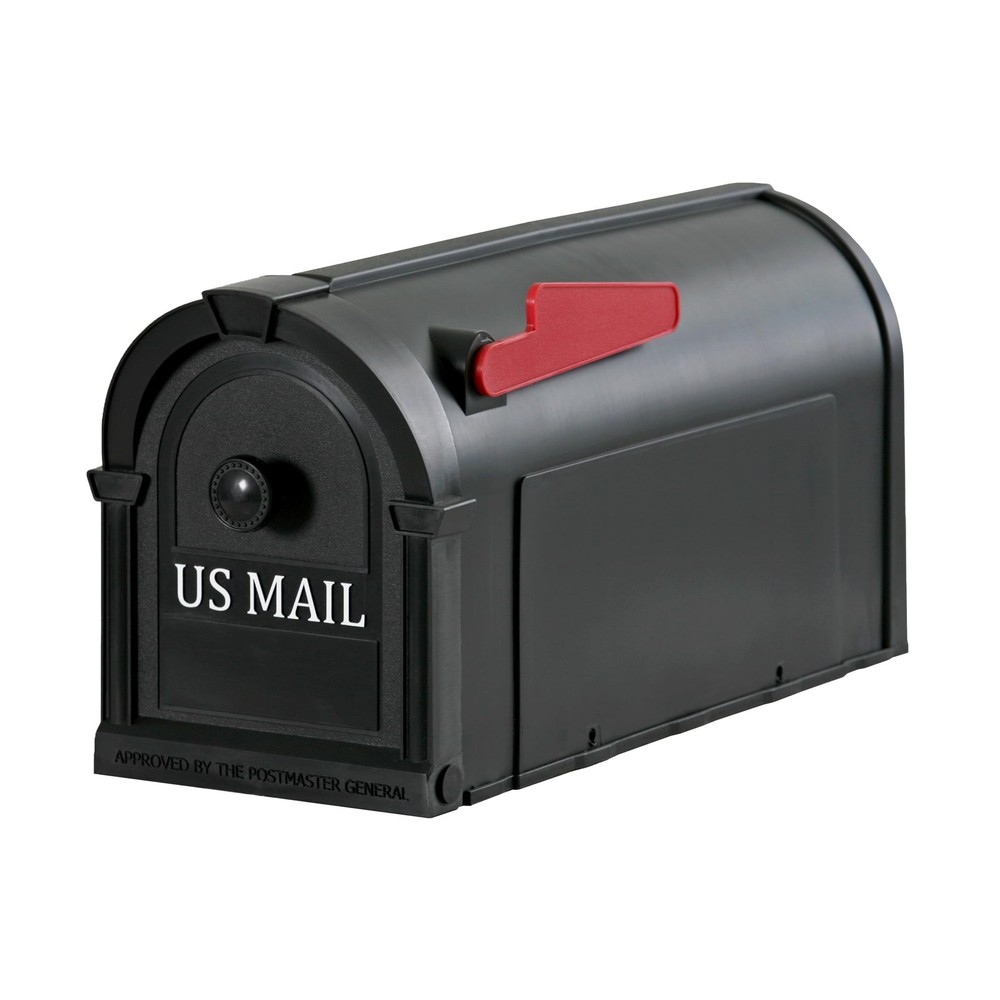 Postal Pro, The Hampton Mailbox, Durable Plastic, Easy to Install, Flag Black