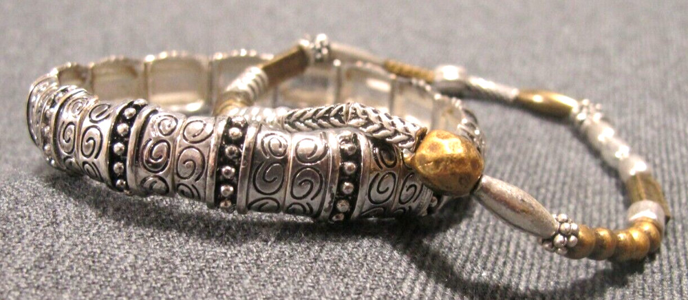 Vintage boho different design metal beads elastic bracelets